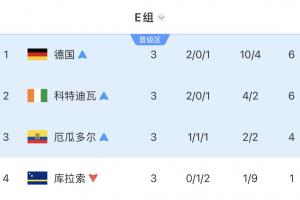 死亡之组X2!E组4队全出局:德国遭爆冷,科特迪瓦、厄瓜多尔输球